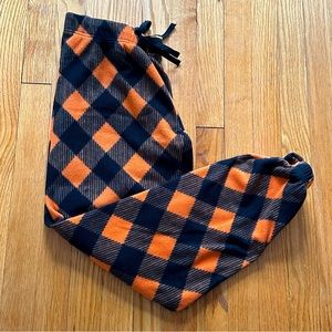 Daydream Women's Fleece Jogger Lounge Pants S Orange Black Plaid Polyester Blend